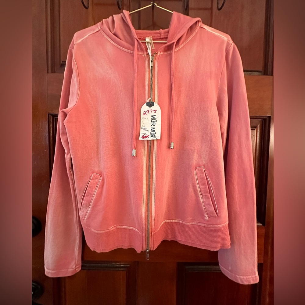 Mur Mur Full Zipper Hoodie Size M Peach Coral Color